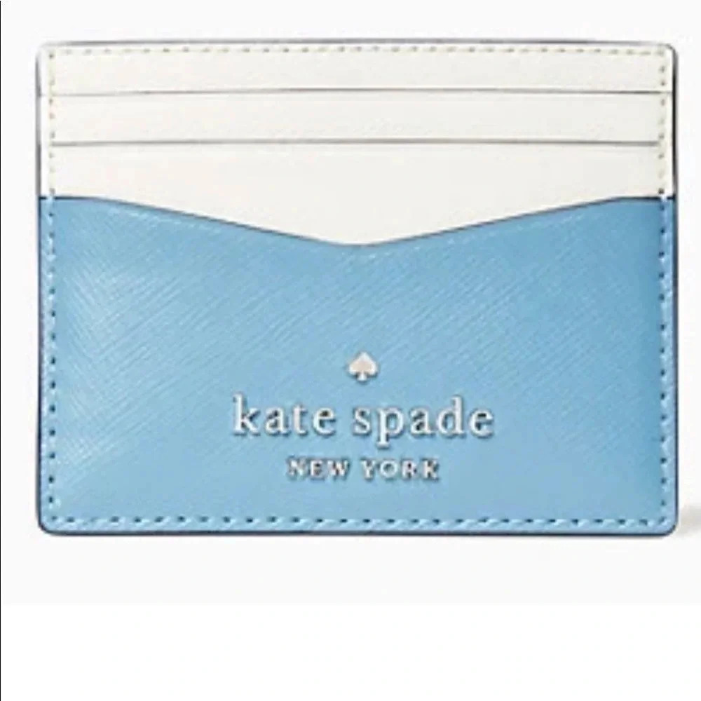 Kate  spade ♠️ Staci Blue white slim card holder